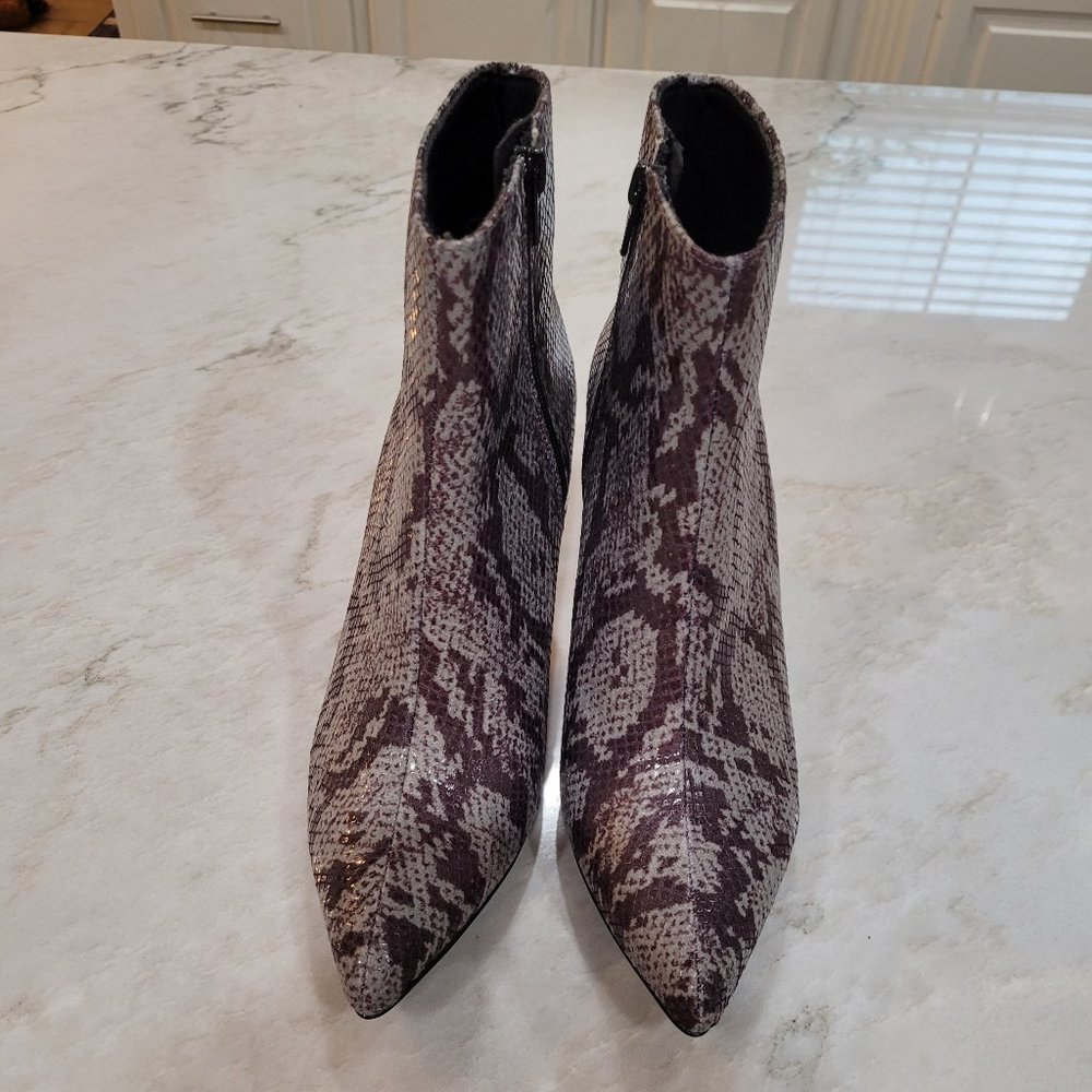 Giulia Pale Turquoise & Brown Stiletto Boots - Picture 3 of 5